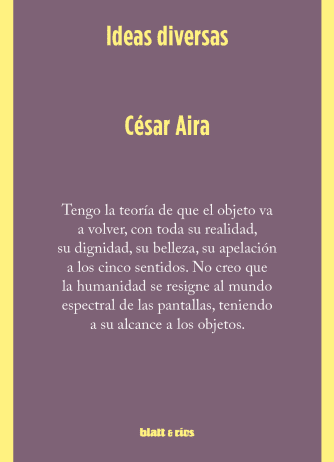 <strong>IDEAS DIVERSAS</strong><br>César Aira<br> <a class="edits" href="https://distribucionbyr.com.ar/editoriales/Blatt-Rios">Blatt & Ríos</a>